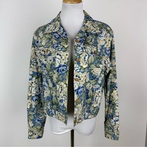 Vintage Koret City Blues Y2K Grannycore Blue Floral Lightweight Jacket Small
